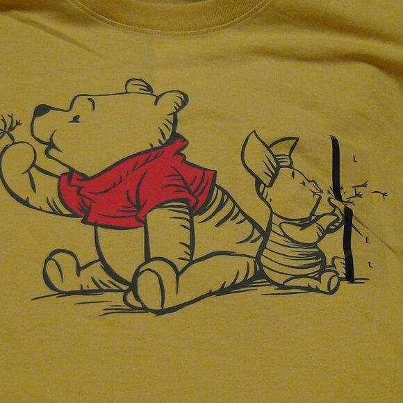 Disney Winnie the Pooh and Piglet T-shirt  Yellow Women's Large - Picture 1 of 16